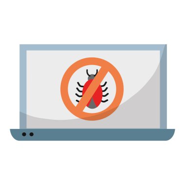 dizüstü bilgisayar teknoloji vektör çizim içinde işareti yasak örümcek