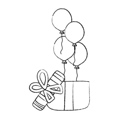 vektör çizim grunge balon ile mevcut hediye Doğum günü partisi