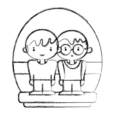 Grunge erkek saç modeli ve rahat kıyafetler ile vektör çizim tasarım