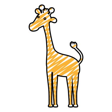 Doodle siluet zürafa safari vahşi hayvan vektör çizim