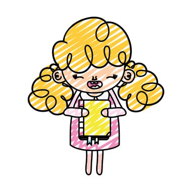 Eğitim kitap vektör Illustration çocukla mutlu kız doodle