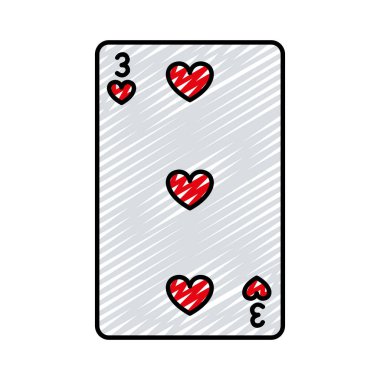 üç kupa casino kart oyun vektör çizim doodle