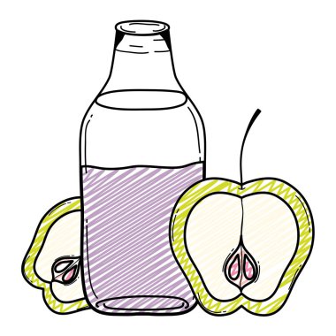 sağlıklı lezzetli elma suyu kavanoz vektör çizim içinde doodle