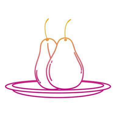 satır lezzetli dilim armut meyve tepsisi vektör çizim bozulmuş