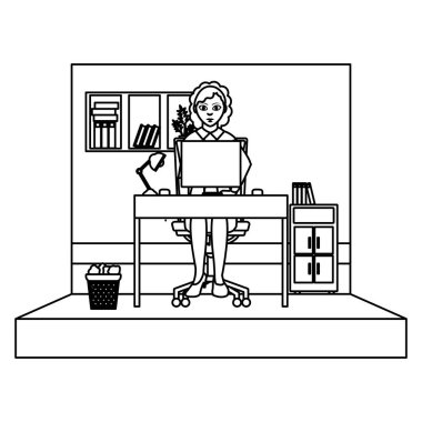 satır işkadını executive office dosya dolabı vektör çizim ile