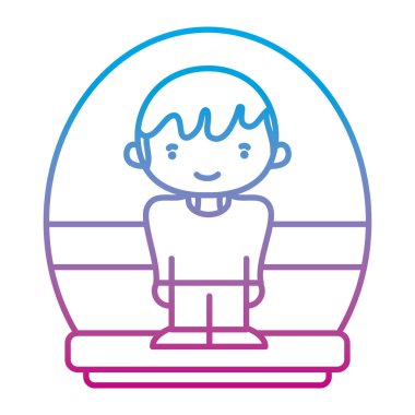 saç modeli ve rahat kıyafetler vektör çizim bozulmuş satır mutlu çocuk