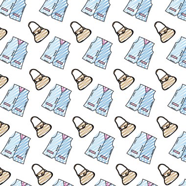 lüks çanta ve moda yelek arka plan vektör çizim doodle