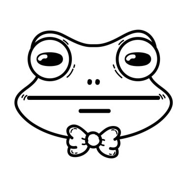 satır sevimli kurbağa baş vahşi hayvan vektör çizim