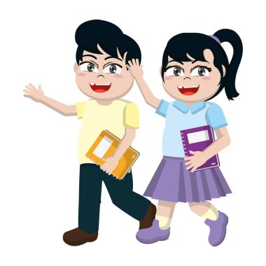 güzel kız ve erkek çocuk kitap kap vektör çizim ile