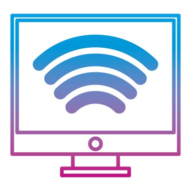 Line elektronik bilgisayar wifi aygıt bağlantı vektör çizim ile bozulmuş