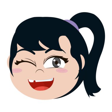 komik çocuk kız baş saç modeli vektör çizim ile