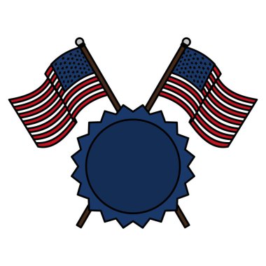 Etiket simge vektör çizim ile renk Amerika ABD bayrakları