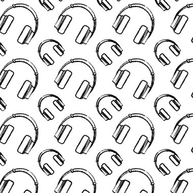 Grunge müzik kulaklık nesne teknoloji arka plan vektör çizim