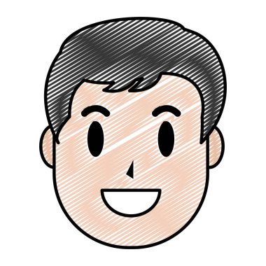 mutlu bir adam kafa saç modeli tasarım vektör çizim ile doodle