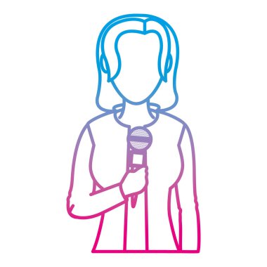 satır kadın muhabir haber micropphone ekipman vektör çizim ile bozulmuş