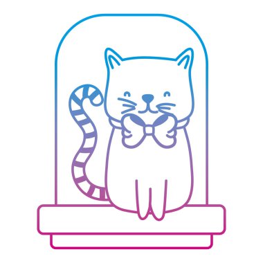 satır şirin kedi hayvan papyon vektör çizim ile bozulmuş