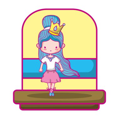 Güzellik balerin kız saç modeli ve taç vektör çizim ile