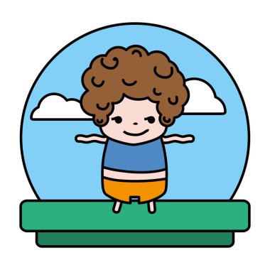 renk rogue çocukla tişört ve pantolon manzara vektör çizim içinde