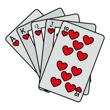 renk royal fush kartı casino oyun vektör çizim