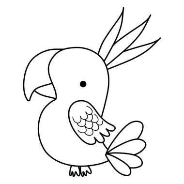 satır güzel papağan kuş vahşi hayvan vektör çizim