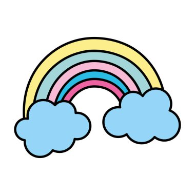 güzellik doğa gökkuşağı kabarık bulutlar ile vektör çizim renk