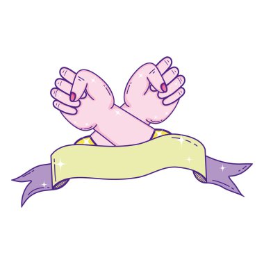 muhalefet eller protesto ve şerit dekorasyon vektör çizim