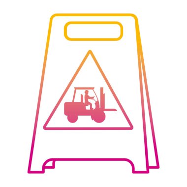 satır plastik dikkat amblemi ve işçi forklift vektör çizim ile bozulmuş