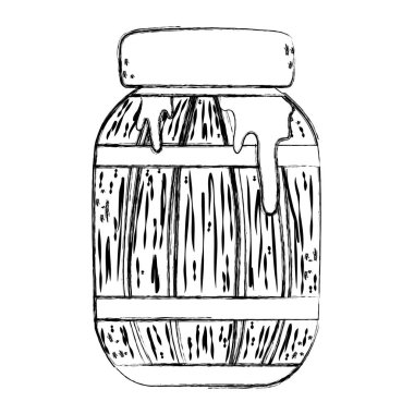 Grunge ahşap şişe lezzetli tatlım ürün vektör çizim ile