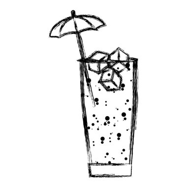 Grunge lezzetli soğuk içecek cam şemsiye vektör çizim ile