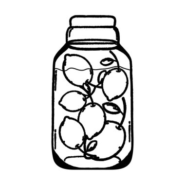 Grunge sağlıklı limon suyu kavanoz vektör çizim doğada