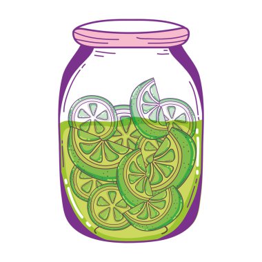 Mason kavanoza salatalık organik koru vektör çizim ile