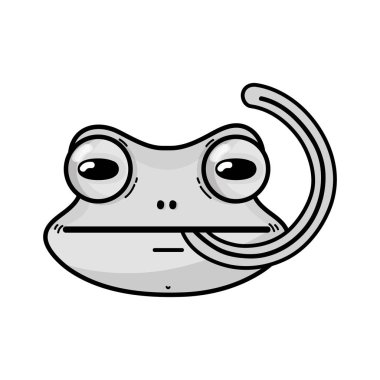 gri tonlamalı şirin kamçılamak dilini çıkarmış vektör çizim vahşi hayvan