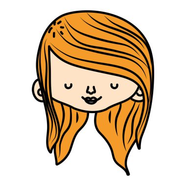güzellik kadın baş uzun saç modeli vektör çizim ile renk