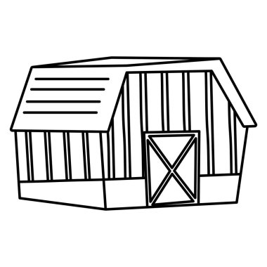 güzel bir ev çiftlik mimari stil vektör çizim çizgi