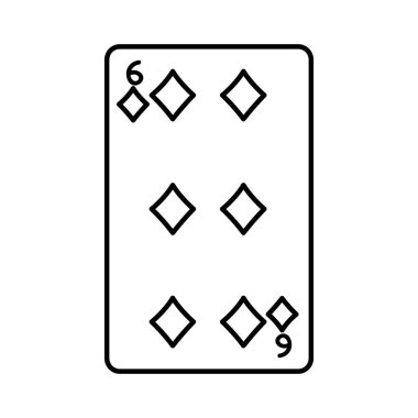 altı elmas casino kart oyun vektör çizim çizgi