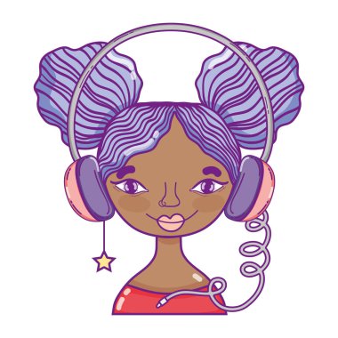 kadın kulaklık aksesuar ve yıldız küpe vektör çizim ile