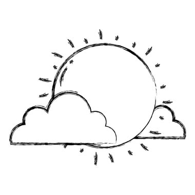 Grunge Parlatıcı sun ray bulutlar hava vektör çizim ile