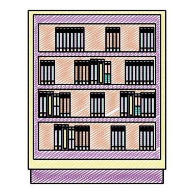 kitaplık nesnesi vektör çizim içinde düzenlenen eğitim kitapları doodle