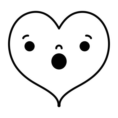 kalp şirin aşk vektör çizim satırı kawaii şaşırttı