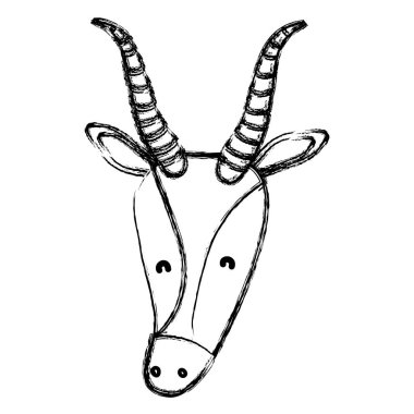 Grunge sevimli geyik erkek baş vahşi hayvan vektör çizim