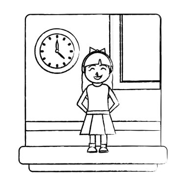 Grunge güzellik kız eğitim okul sınıf vektör çizim