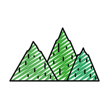 Güzellik dağ doğal ekoloji stil vektör çizim doodle