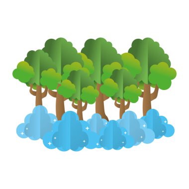 tropik ağaç dalları bırakır ve bulutlar illüstrasyon vektör