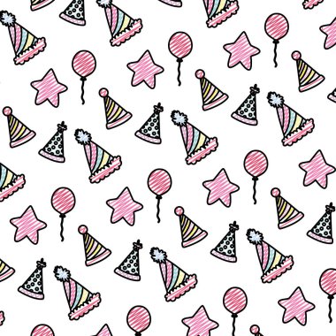 Doğum günü partisi kutlama ve dekorasyon arka plan vektör çizim doodle