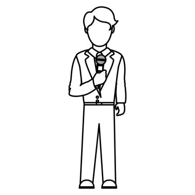 satır profesyonel adam muhabir saç şekli ve kıyafet vektör çizim ile