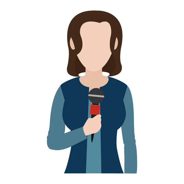 Γυναίκα Δημοσιογράφος Ειδήσεων Εικονογράφηση Διάνυσμα Εξοπλισμού Micropphone — Διανυσματικό Αρχείο