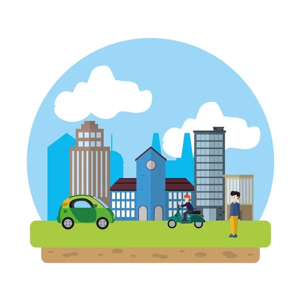 ecology city building to care environment vector illustration