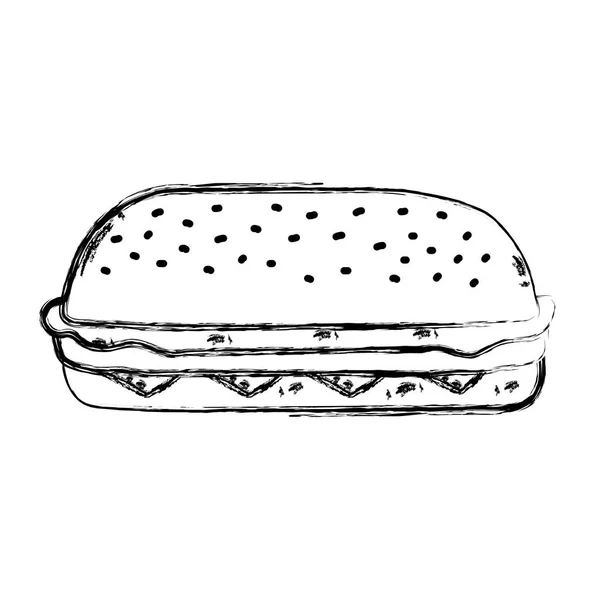 Grunge Deliciosa Hamburguesa Poco Saludable Con Lechuga Hamburguesa Vector Ilustración — Archivo Imágenes Vectoriales