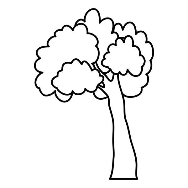 Línea Tallo Árbol Agradable Con Ramas Hojas Vector Ilustración — Vector de stock