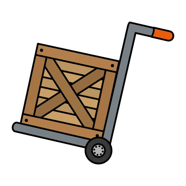 Caja Madera Color Con Plataforma Entrega Carros Vector Ilustración — Vector de stock